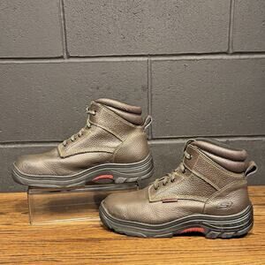 Skechers 77143 Brown Leather Puncture Resist Steel Toe Work Boots Men’s 10